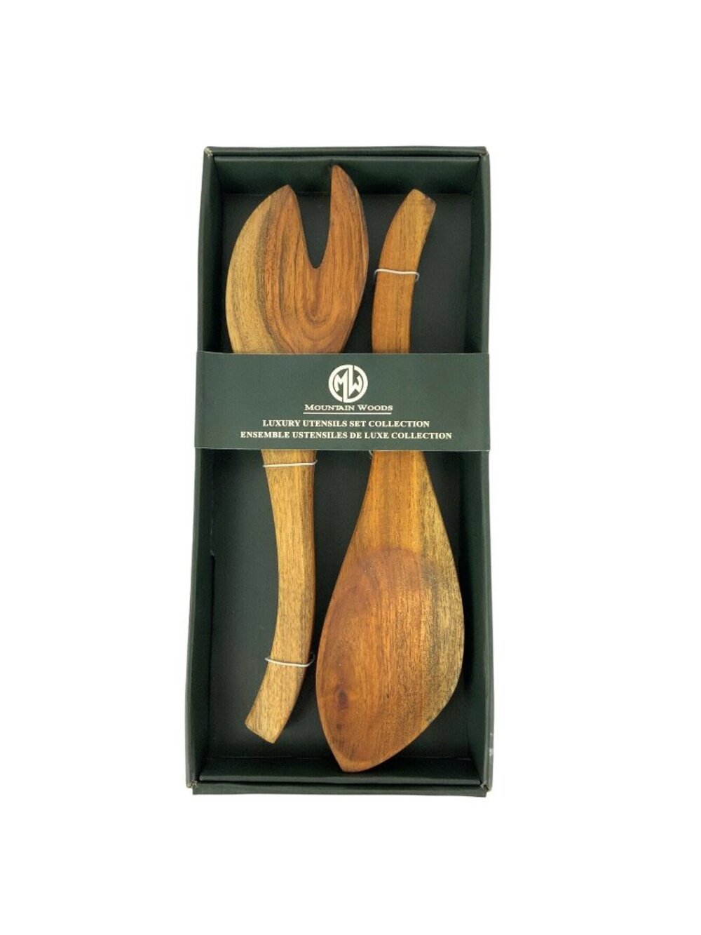 Mountain Woods Luxury Utensils Set Salad Fork & Spoon 12 inch Handcrafted NEW